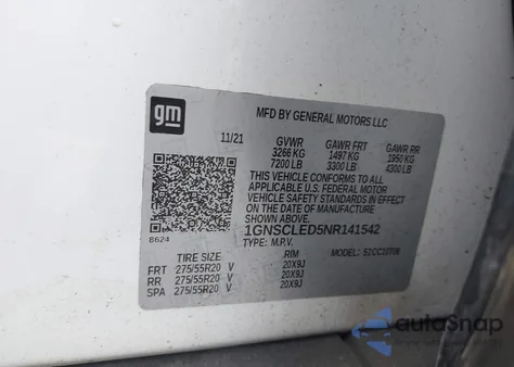 2022 Chevrolet Tahoe 2Wd Commercial Fleet из США, поврежденный, VIN 1GNSCLED5NR141542